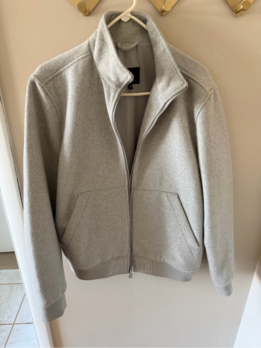 Express Men's Light Gray Bomber Jacket